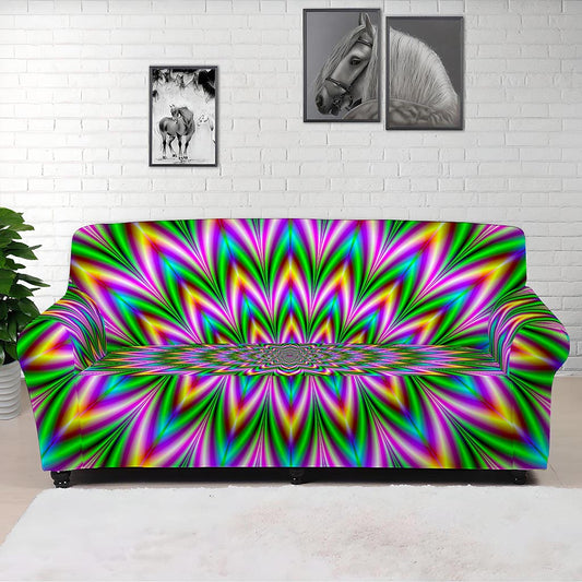 Psychedelic Radiant Optical Illusion Sofa Cover