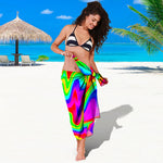 Psychedelic Rainbow Trippy Print Beach Sarong Wrap
