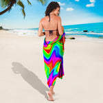 Psychedelic Rainbow Trippy Print Beach Sarong Wrap