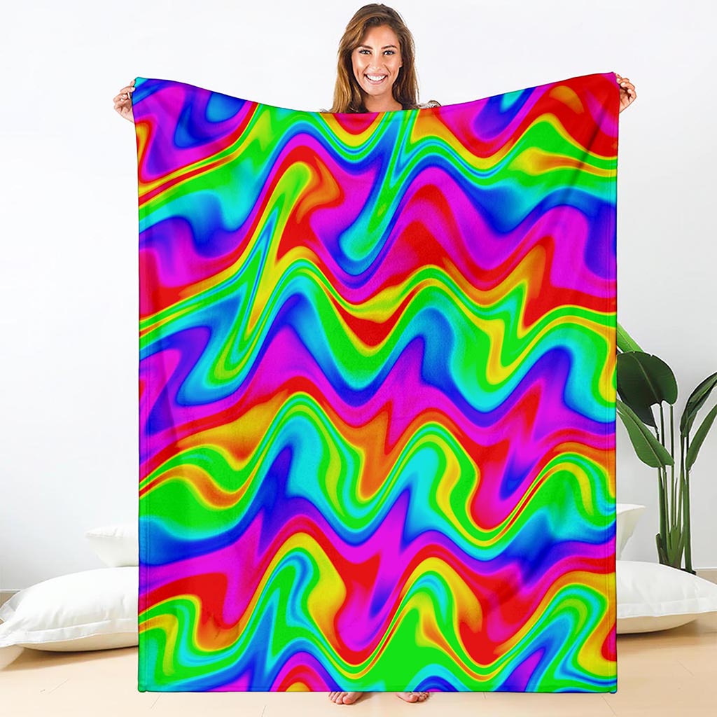 Psychedelic Rainbow Trippy Print Blanket