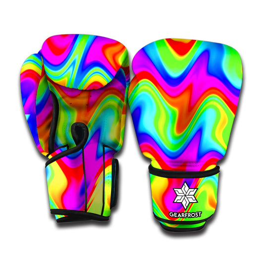 Psychedelic Rainbow Trippy Print Boxing Gloves