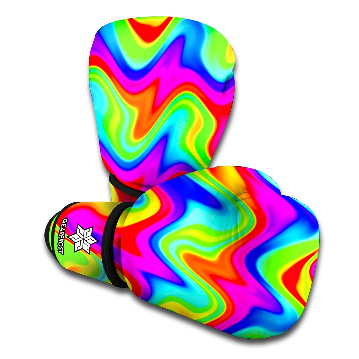 Psychedelic Rainbow Trippy Print Boxing Gloves
