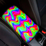 Psychedelic Rainbow Trippy Print Car Center Console Cover