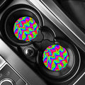 Psychedelic Rainbow Trippy Print Car Coasters