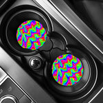 Psychedelic Rainbow Trippy Print Car Coasters