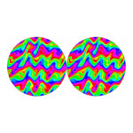 Psychedelic Rainbow Trippy Print Car Coasters