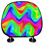 Psychedelic Rainbow Trippy Print Car Headrest Covers