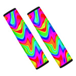 Psychedelic Rainbow Trippy Print Car Seat Belt Covers
