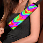 Psychedelic Rainbow Trippy Print Car Seat Belt Covers