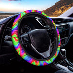 Psychedelic Rainbow Trippy Print Car Steering Wheel Cover
