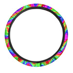 Psychedelic Rainbow Trippy Print Car Steering Wheel Cover