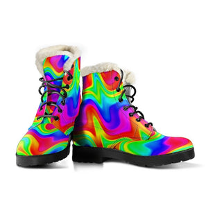 Psychedelic Rainbow Trippy Print Comfy Boots GearFrost