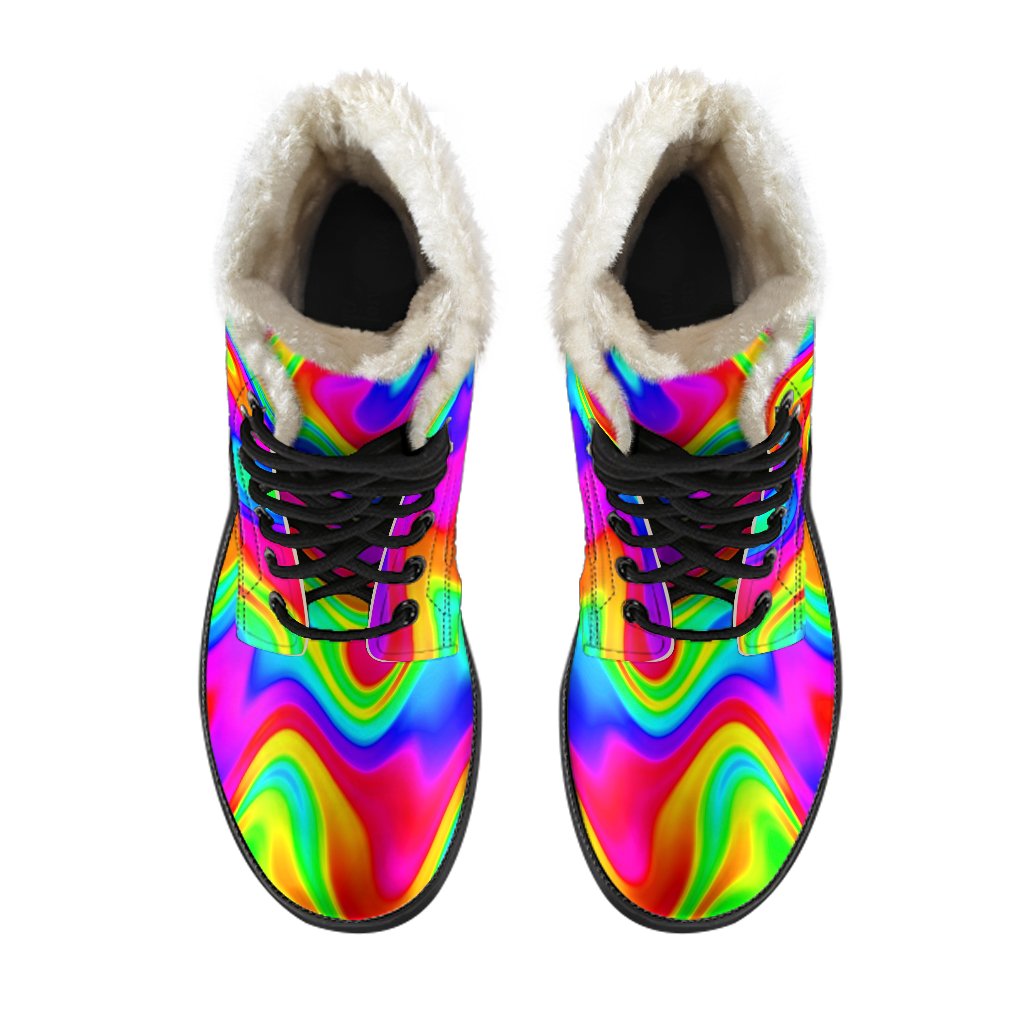 Psychedelic Rainbow Trippy Print Comfy Boots GearFrost