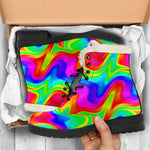 Psychedelic Rainbow Trippy Print Comfy Boots GearFrost