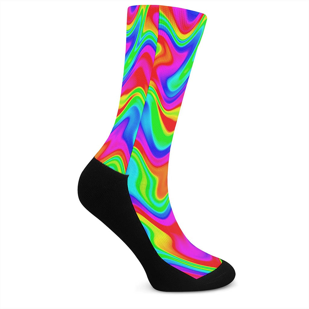 Psychedelic Rainbow Trippy Print Crew Socks