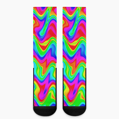 Psychedelic Rainbow Trippy Print Crew Socks