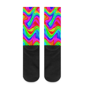Psychedelic Rainbow Trippy Print Crew Socks