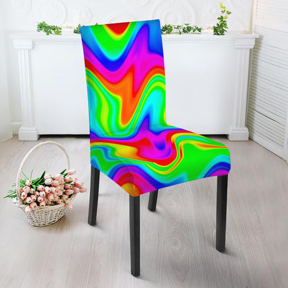 Psychedelic Rainbow Trippy Print Dining Chair Slipcover