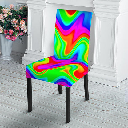 Psychedelic Rainbow Trippy Print Dining Chair Slipcover