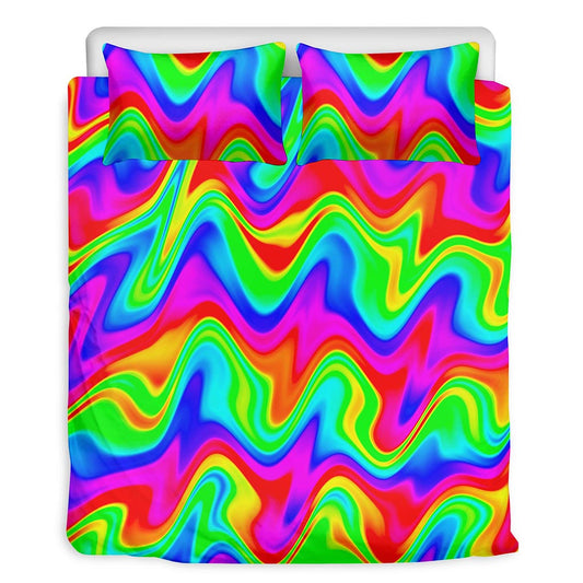 Psychedelic Rainbow Trippy Print Duvet Cover Bedding Set
