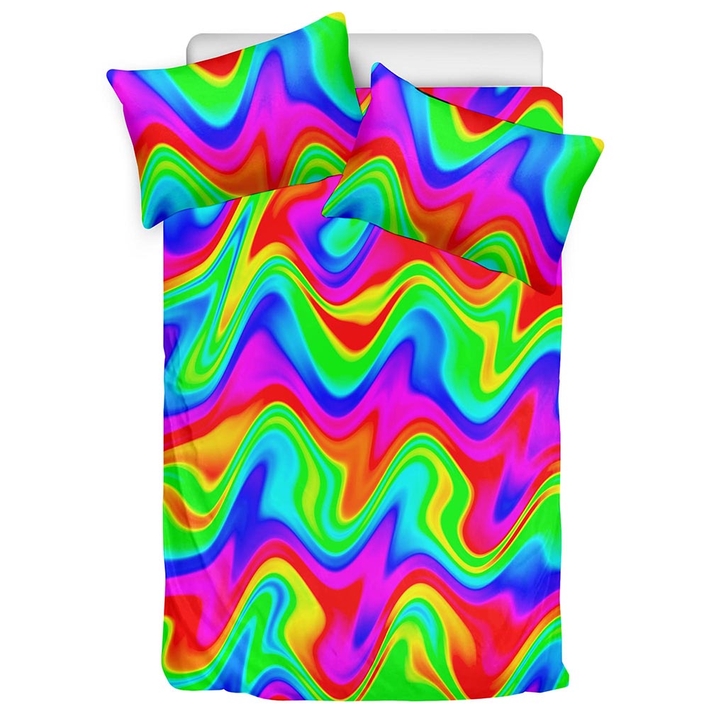 Psychedelic Rainbow Trippy Print Duvet Cover Bedding Set