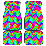Psychedelic Rainbow Trippy Print Front and Back Car Floor Mats