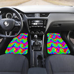Psychedelic Rainbow Trippy Print Front and Back Car Floor Mats