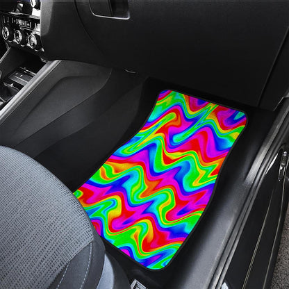 Psychedelic Rainbow Trippy Print Front and Back Car Floor Mats