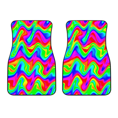 Psychedelic Rainbow Trippy Print Front Car Floor Mats