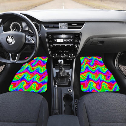 Psychedelic Rainbow Trippy Print Front Car Floor Mats