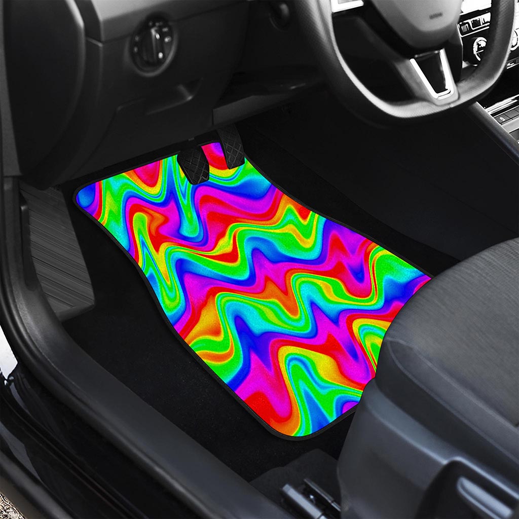 Psychedelic Rainbow Trippy Print Front Car Floor Mats