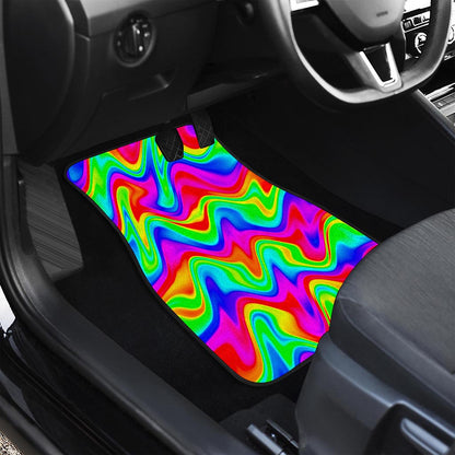 Psychedelic Rainbow Trippy Print Front Car Floor Mats