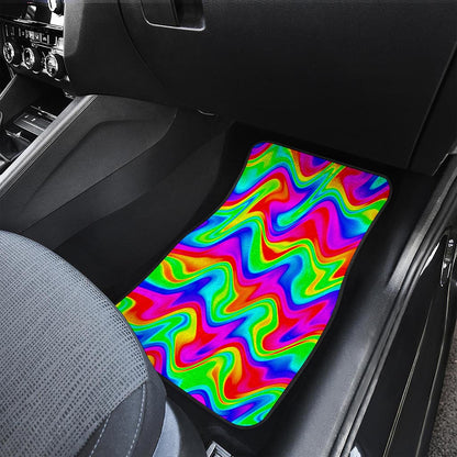 Psychedelic Rainbow Trippy Print Front Car Floor Mats