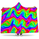 Psychedelic Rainbow Trippy Print Hooded Blanket
