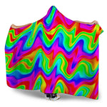 Psychedelic Rainbow Trippy Print Hooded Blanket