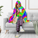 Psychedelic Rainbow Trippy Print Hooded Blanket