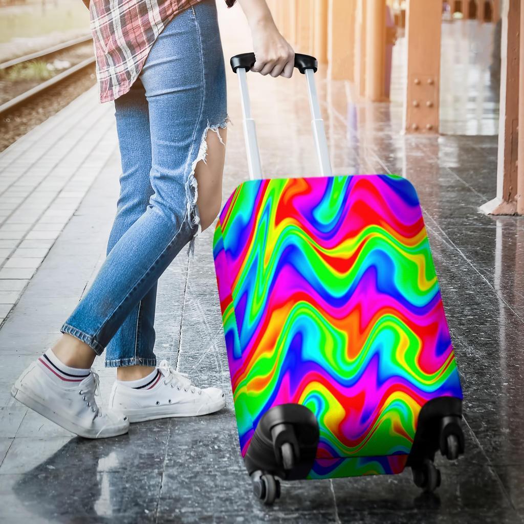 Psychedelic Rainbow Trippy Print Luggage Cover GearFrost