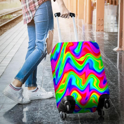 Psychedelic Rainbow Trippy Print Luggage Cover GearFrost