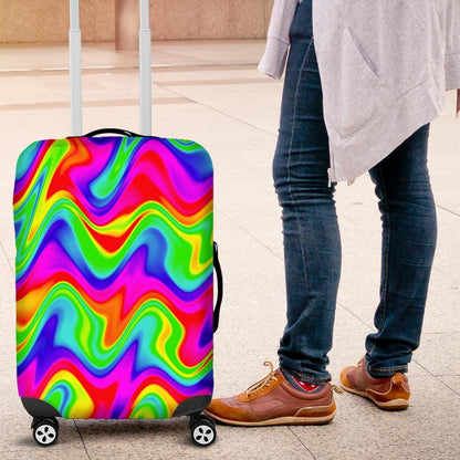 Psychedelic Rainbow Trippy Print Luggage Cover GearFrost