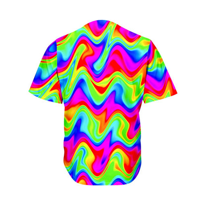 Psychedelic Rainbow Trippy Print Men's Baseball Jersey