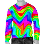 Psychedelic Rainbow Trippy Print Men's Crewneck Sweatshirt GearFrost