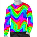 Psychedelic Rainbow Trippy Print Men's Crewneck Sweatshirt GearFrost