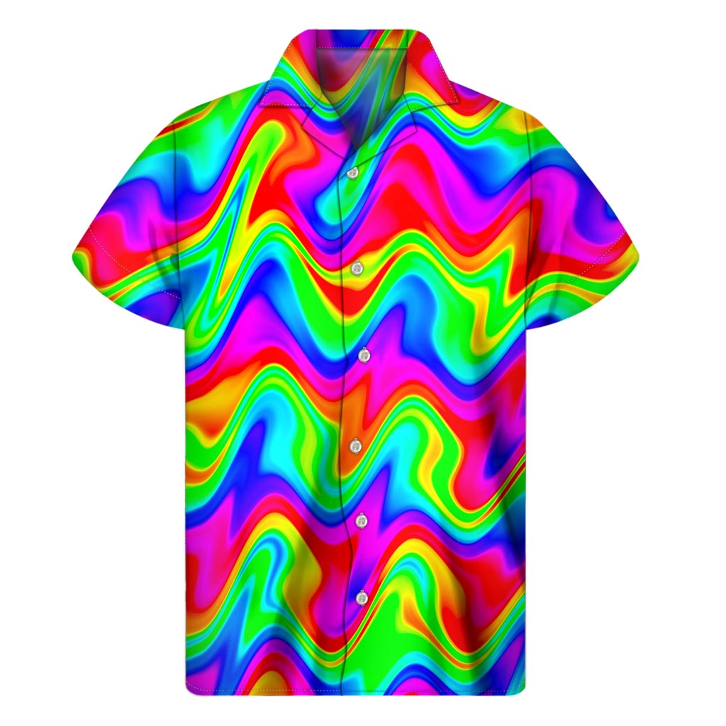 Psychedelic Rainbow Trippy Print Men's Short Sleeve Shirt