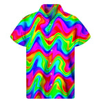 Psychedelic Rainbow Trippy Print Men's Short Sleeve Shirt