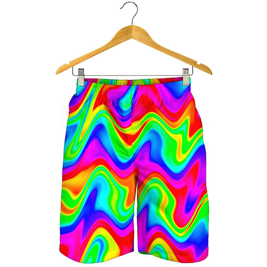 Psychedelic Rainbow Trippy Print Men's Shorts