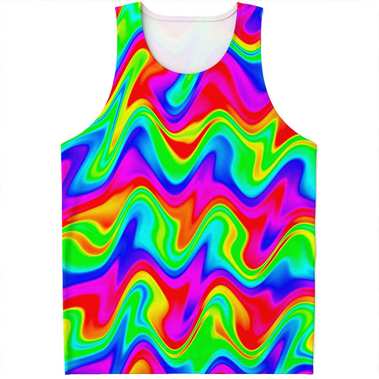 Psychedelic Rainbow Trippy Print Men's Tank Top