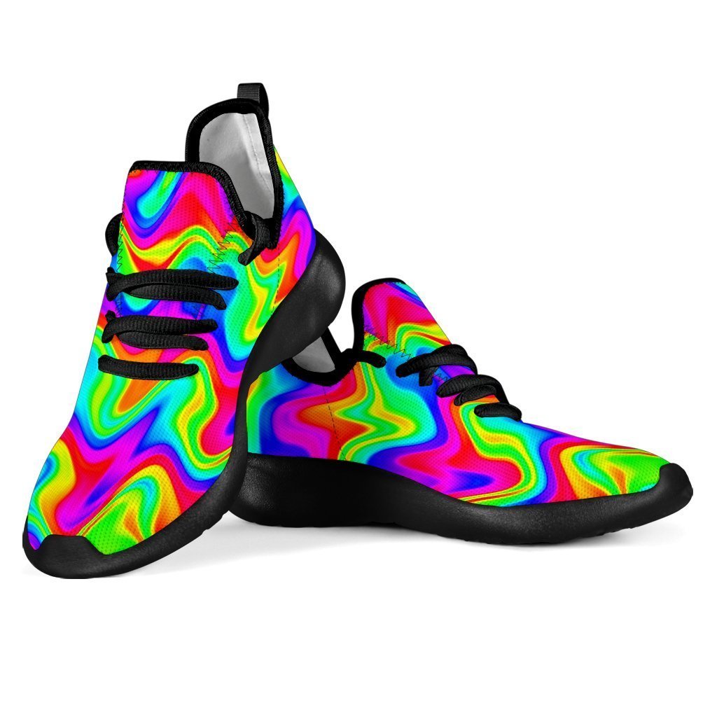 Psychedelic Rainbow Trippy Print Mesh Knit Shoes GearFrost
