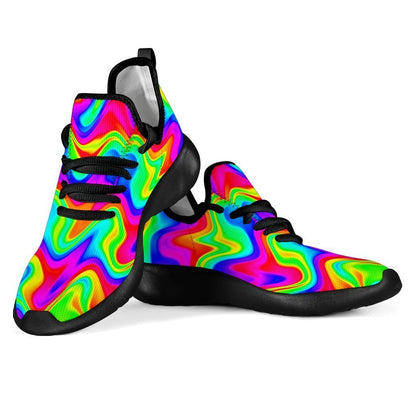 Psychedelic Rainbow Trippy Print Mesh Knit Shoes GearFrost