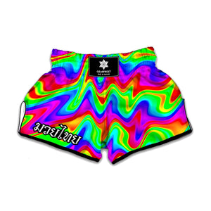 Psychedelic Rainbow Trippy Print Muay Thai Boxing Shorts