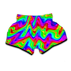 Psychedelic Rainbow Trippy Print Muay Thai Boxing Shorts